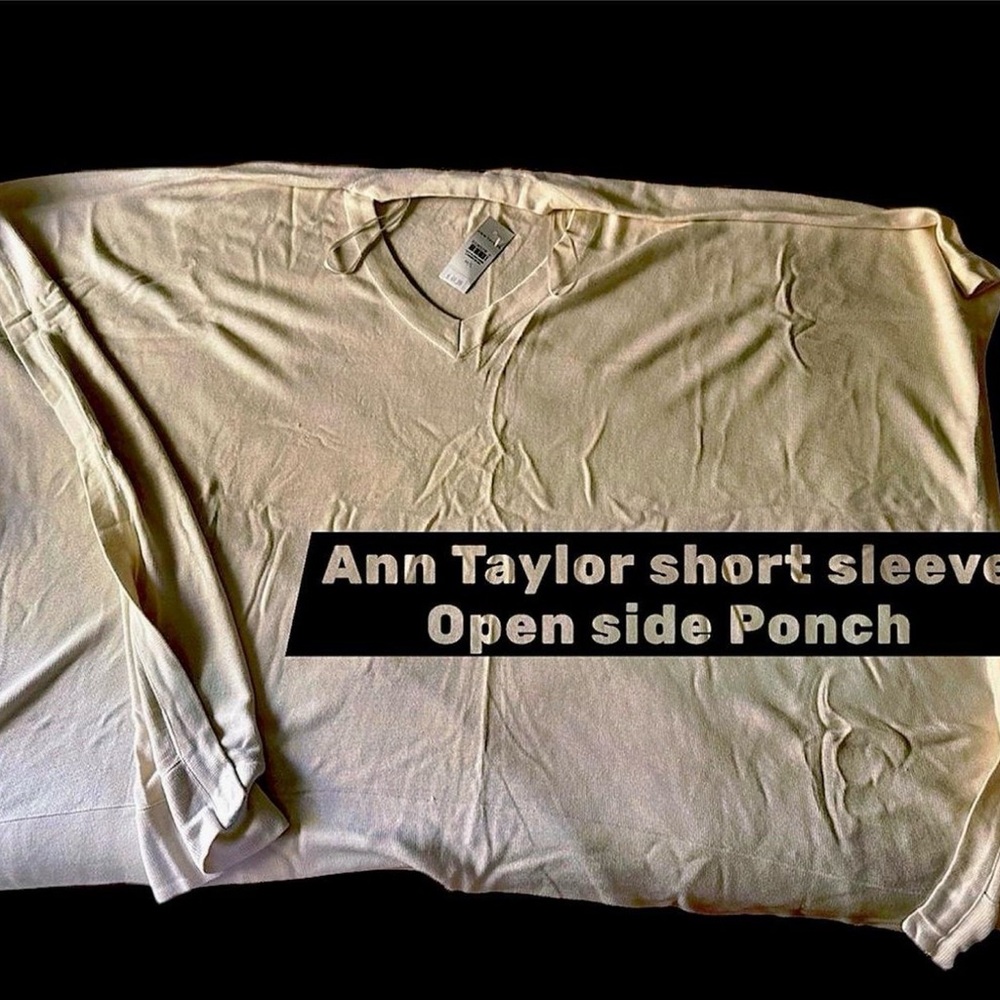 Ann Taylor Soft Cream V-Neck Poncho